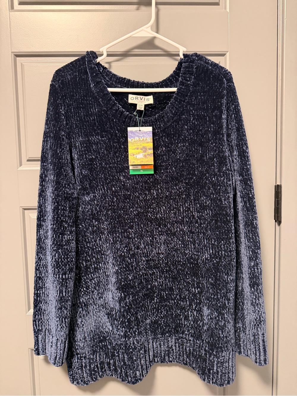 Orvis Classic Collection Women’s Blue Chenille Sweater XL NWT